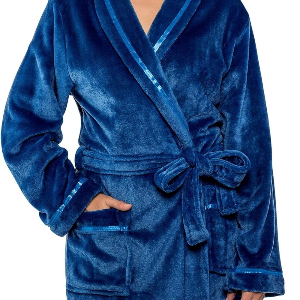 Fleece Robe For Women, Plush‎ Warm Bathrobe Womens, Fluffy Soft Spa Long Robe